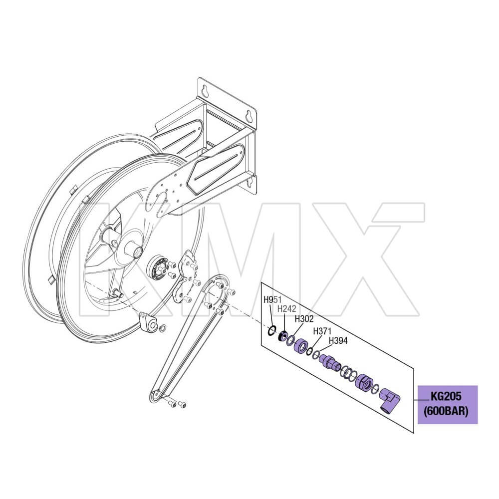 Kit Acople Giratorio 3/8" / 600 Bar, para Carretes Series 430 de Acero ECODORA