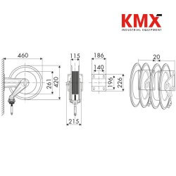 Vista 1 : Carrete retráctil Inoxidable Agua Caliente para 16 mts x1/2"